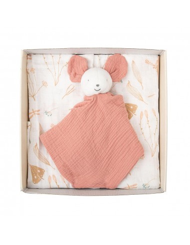 Bimbi Caja Gasas bambú + doudou rosa